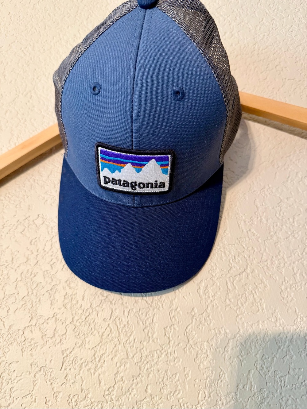 Patagonia Fitz Roy Horizon Snap Back Trucker Hat Cap Blue/Grey Embroidered Logo